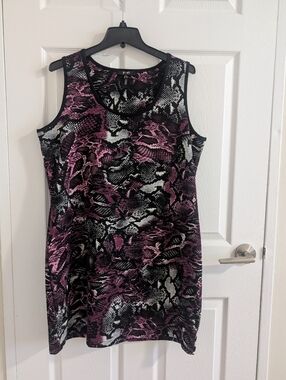 Yest Purple Snakeskin Textured Sleeveless Sheath Dress Work wear Chic - Size 14